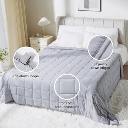 Lessymo Weighted Blanket for Adults - 15 lbs, 80"x87" King Size - Washable Heavy Blanket for Sleeping, Microfiber Big Blankets with Premium Glass Bead for All-Season Comfort, Soft Thick Blanket, Grey 5