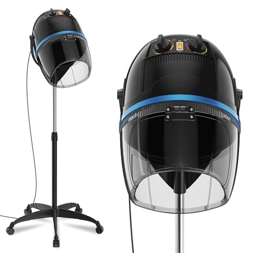 Epetlover 1300W Adjustable Hooded Hair Dryer Professional Stand Up Bonnet Hair Dryer Salon Equipment with Rolling Base for Home Hair Drying