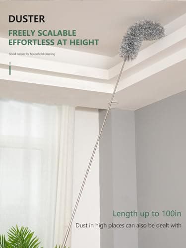 SetSail Extra-Long Dusters with Extension Pole 100-inch for Cleaning, Bendable Microfiber Head Washable Ceiling Fan Duster for High Ceilings, Furniture 7