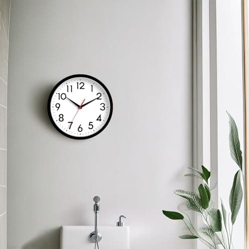 DAXSMY Wall Clock Small Analog 8 Inch Silent Non Ticking Battery Operated Modern Simple Decorative for Kitchen Office Bedroom Bathroom Living Room(Black) 5