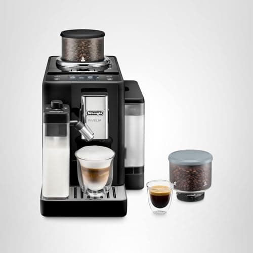 De'Longhi Rivelia Automatic Espresso Machine with Grinder & Milk Frother – All-in-One Coffee Maker, Hot & Iced Latte, Cappuccino, Bean Switch System, Burr Grinder, Compact Italian Design, Black 13