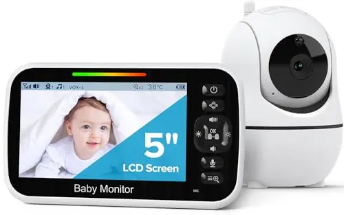 GoodBaby Baby Monitor with Camera and Audio - No WiFi, Remote Pan-Tilt-Zoom, Night Vision, Temperature Sensor, 2-Way Talk, 8 Lullabies, 30-Hour Battery Life,960ft Long Range