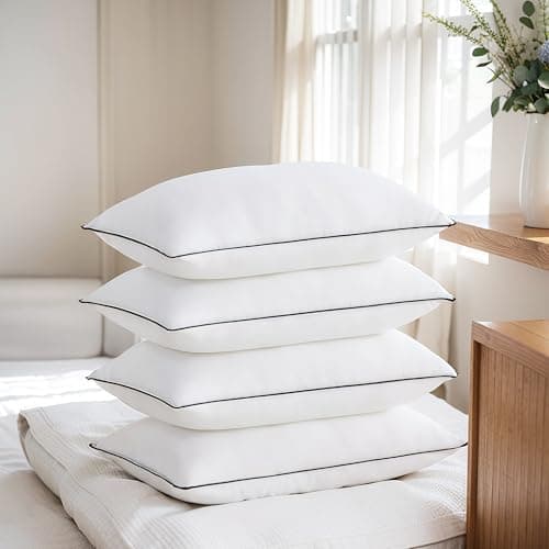 Acanva Bed Pillows King Size Set of 4, Fluffy 3D Down Like Filled, Machine Washable, Soft and Supportive for Side, Back or Stomach Sleepers