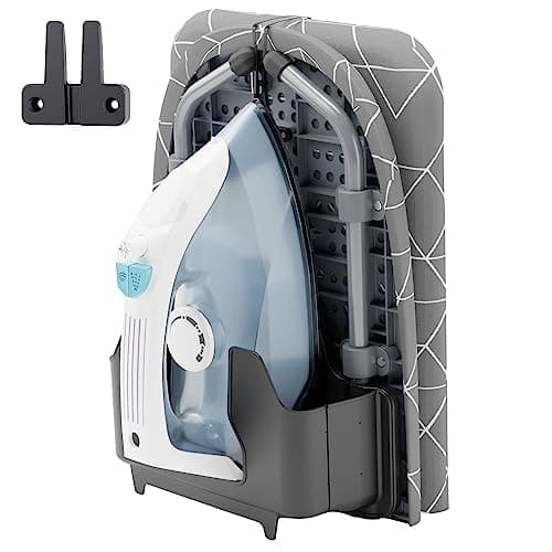 XABITAT Table Top Ironing Board with Wall Mount, D-Crease, Portable Space Saving Mini Laundry Room Iron Board, Foldable Small Ironing Board with Iron Holder, Gray