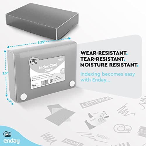 Enday Index Card Holder Grey, 3x5 Note Flash Card Organizer Case, File Box with 5 Dividers, Notecard Box Holds 100 Cards, Also Available in Red, Purple, Green, Pink, Blue, 1 Pack 5