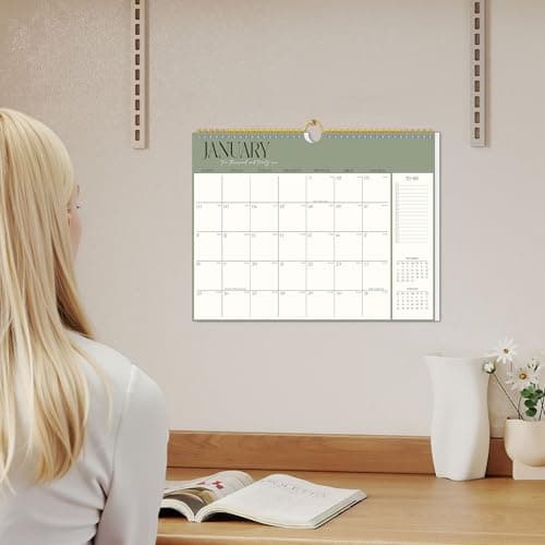 Aesthetic Wall Calendar 2026-2027, 18 Month Horizontal Hanging Calendar with Julian and Holiday Dates from January 2026 to June 2027, 14.5" x 11.5" Minimalist Modern & Simple Paper Wall Calendar for School, Home, Office 7