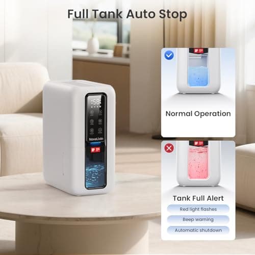 Dehumidifier for Home, Dehumidifiers for Bathroom, Bedroom, Living room, Closet with 68 OZ Water Tank, Moisture Absorbers, Auto Shut Off, Auto Humidity Control, 7 Colors LED Light, White 6