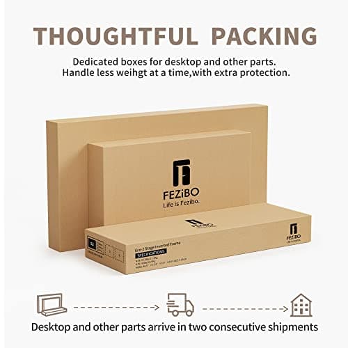 FEZIBO 66 Inch Executive L Shaped Standing Desk with 2-Drawer File Cabinet, Electric Height Adjustable Stand up Desk, Home Office Modern Wood Computer Desk with Shelves, Black Frame/Dark Walnut Top 6