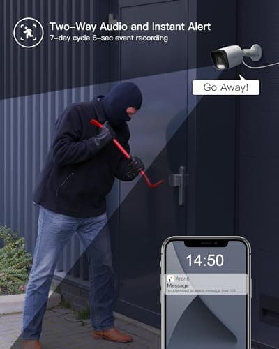 ARENTI 4MP Outdoor Security Camera Wired with Color Night Vision, Spotlight & Siren Alarm, AI Human Detection, IP65 Waterproof Surveillance, 2.4GHz WiFi Only 5