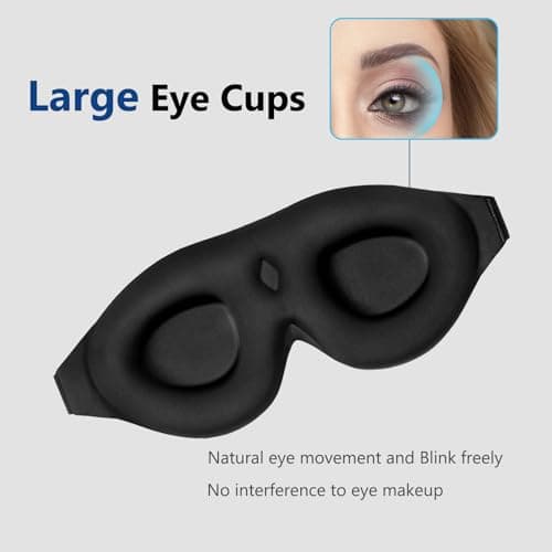 ALASKA BEAR Sleep Mask Memory Foam Contoured Eye Cups for Women and Men, Soft 3D Blackout Eye Mask for Sleeping No Pressure on Eyelids and Eyelashes Protection, Earplugs Set, Black 3