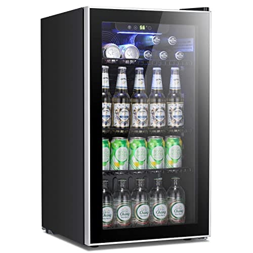 Antarctic Star Beverage Refrigerator Cooler -120 Can Mini Fridge Glass Door for Soda Beer or Wine Constant Glass Door Small Drink Dispenser Clear Front for Home, Office Bar 3.2cu.ft
