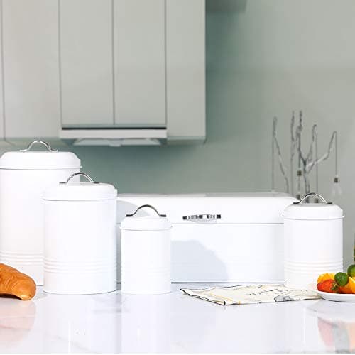 Brightalk Large Bread Box for Kitchen, Metal Bread Storage Bin with Lid, 16.3"x9"x6.7", White 7