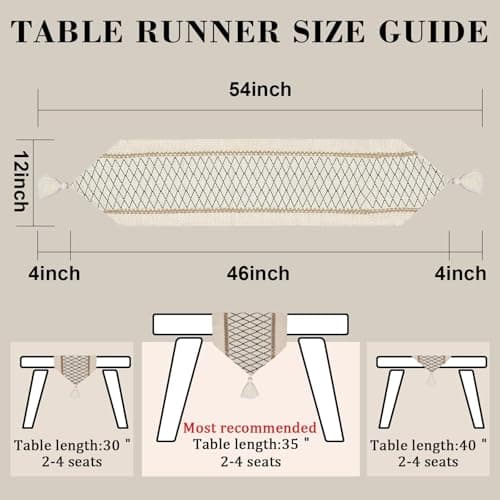 yuboo Boho Table Runner Triangular End 12*46 Inches, Coffee Table Runner with Tassels, Macrame Dresser Runners Scarf for Bedroom, Nightstand, Farmhouse Spring Table Decor 9