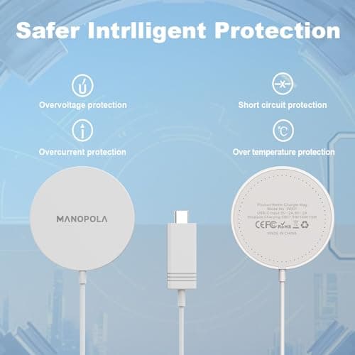 Manopola 2 Pack Magnetic Wireless Charger,Mag Safe Charger for Apple,15W Fast Charger Compatible with iPhone16/15/14/13/12 Pro/Max/Plus/Mini and AirPods 3/2/Pro 2/Pro 6