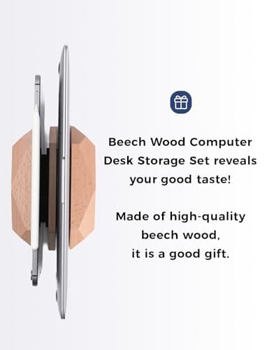 Nuvograin Dual Laptop Holder Adjustable Vertical Laptop Stand, 2 Slots MacBook Stand Wood,Wooden Laptop Stand,Vertical Laptop Holder for Desk, Widen Dock Fits All MacBook/Surface pro 7