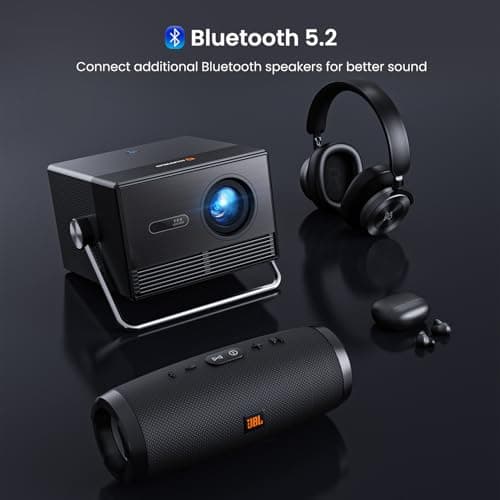 2000 ANSI Official Licensed Google TV Outdoor Projector 4K Full HD, Smart Projector with Wifi and Bluetooth, Auto Focus, Dolby Sound,Built-in Apps,HAPPRUN Indoor Home Theater for Phone/TV Stick/PC/PS5 7