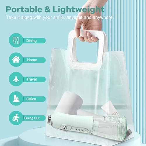 H2ofloss Water Dental Flosser Teeth Pick: Portable Cordless Oral Irrigator with 5 Modes, 300ML Rechargeable Travel Irrigation Cleaner IPX7 Waterproof Electric Flossing Machine for Teeth Cleaning Green 6