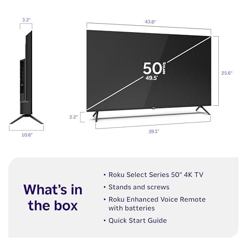 Roku Smart TV – 50-Inch Select Series, 4K HDR TV – RokuTV with Enhanced Voice Remote – Flat Screen LED Television with Wi-Fi for Streaming Live Local News, Sports, Family Entertainment 8