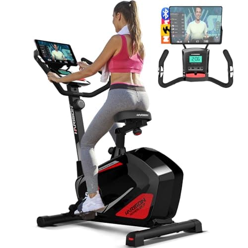 HARISON Exercise Bike for Home Gym with Self-Powered System, Electromagnetic/Magnetic Control Stationary Bikes for Home with 2 in 1 LCD Monitor and Tablet Holder, 350lbs Capacity