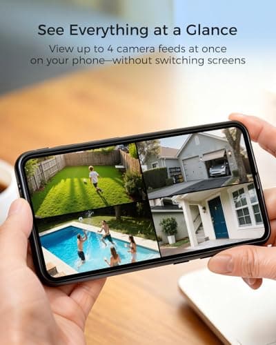 MUBILIFE 4K Security Cameras Wireless Outdoor, No Subscription, 8MP Solar Powered Cameras for Home Security, 64GB Local Storage, AI Auto Tracking, Color Night Vision, 2.4&5GHz WiFi, 4-Cam Kit 8