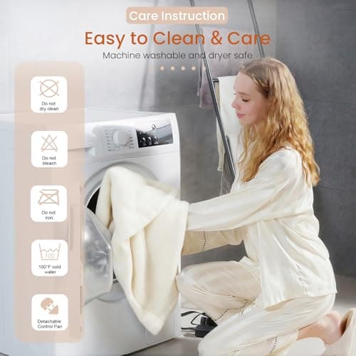Heated Throw Blanket Electric Blanket with Built-in Button Controller 50"x60" One-Touch Ultra Cozy Soft Warm Heating Electric Blanket with 4 Heat Levels & 4 Hours Auto-Off Overheat Protection 7
