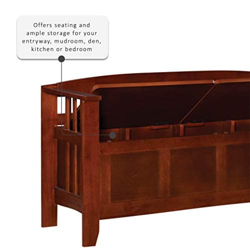 Linon Home Decor Storage Bench with Short Split Seat Storage, Walnut, 50 inchw x 17 inchd x 25.25 inchh. 6