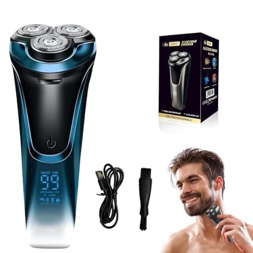Snapbuy Electric Razor for Men,Snapbuy Razor,Electric Shavers for Men, 4D Floating Head Rotary Shaver,Ipx7 Waterproof, 2025 New Electri c Shaver with LCD Display & Quiet Motor,Fast Charging(Blue)