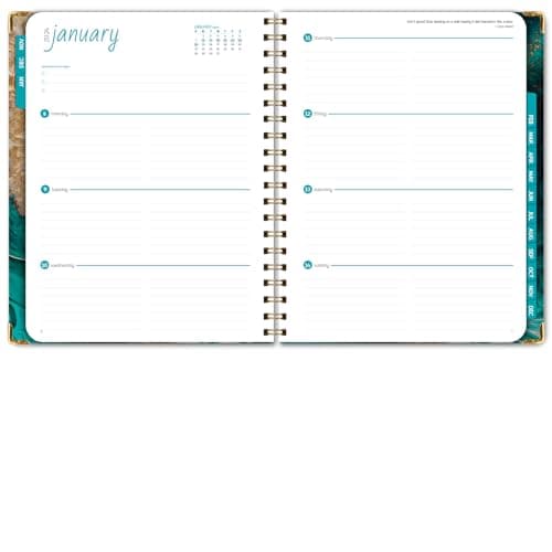 HARDCOVER 2024 Planner: (November 2023 Through December 2024) 8.5"x11" Daily Weekly Monthly Planner Yearly Agenda. Bookmark, Pocket Folder and Sticky Note Set (Teal Gold Marble) 6