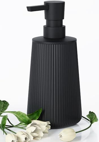 Uaniar Matte Black Soap Dispenser for Kitchen, Modern Plastic Dish & Hand Soap Dispenser with Pump for Bathroom, Small Refillable Liquid Soap & Lotion Dispenser
