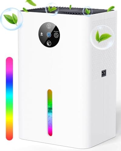 Dehumidifier, 63OZ Quiet Dehumidifiers for Home with Auto Shut Off, Auto Defrost, Timer, Sleep Mode, 7 Color Light Portable Small Dehumidifier for Bedroom,Bathroom,Basement, Closet, RV(1800ML)