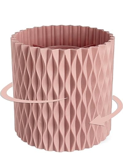 Lebenrich Rotating Pencil Holder for Desk, 5 Slots Unique Pink Organizer Easthetic Desktop Supplies and Accessories for Women Girls, Pen Cup Caddy for Office Home Art Supply