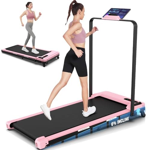 FUNMILY Walking Pad Treadmill with Incline and Handle Bar, 2.5HP Foldable Under Desk Treadmill with Handles, Folding Treadmills for Home Small, Portable 4 in 1 Electric Running Machine, 300lb Capacity