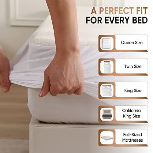Waterproof Organic Mattress Protector Full Size – Soft OCS Certified Organic Cotton Surface – Noiseless & Breathable 250 GSM Pad Cover – Deep Pocket Fitted Design 5