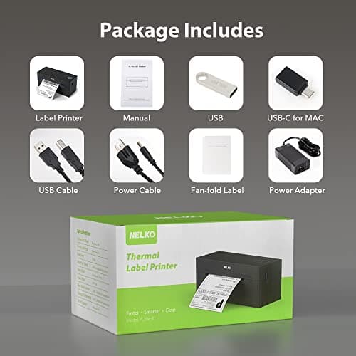 Nelko Bluetooth Thermal Shipping Label Printer, Wireless 4x6 Shipping Label Printer for Small Business, Support Android, iPhone and Windows, Widely Used for Amazon, Ebay, Shopify, Etsy, USPS 6