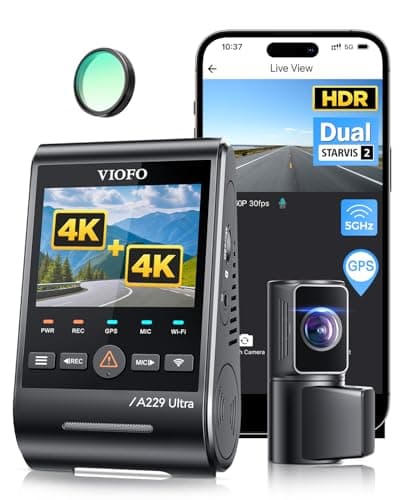 VIOFO A229 Ultra 2CH Dual 4K Dash Cam Front and Rear, Dual STARVIS 2 IMX678 Sensors & 2-Channel 4K HDR, Faster 5GHz Wi-Fi & Precise GPS Car Camera, Voice Control, Super Night Vision 2.0