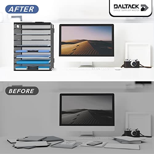 DALTACK 9-Tier Paper Letter Tray Desk Organizer with Handles, Mesh File Holder Organization, Paper Sorter Desk Organizer for Office Home School, Black 5