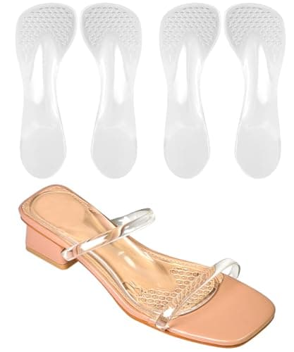 Unribeau 3/4 High Heel Cushion Insoles, Self-Adhesive Arch Support Inserts for Flat Feet and Arch Pain Relief, Gel Shoe Inserts for Sandal, Flats and High Heels (2 Pairs, Transparent, Women's 5-8.5)