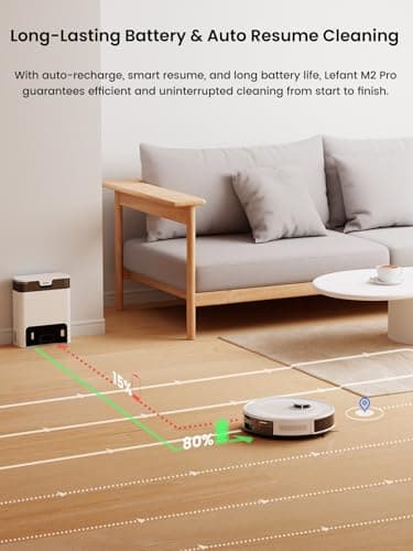Lefant LiDAR Robot Vacuum and Mop, 90-Day Self-Emptying, 190° PSD Obstacle Avoidance, Customized Cleaning, Multi-Floor Mapping, 5500Pa Strong Suction, 140 Min Runtime, WiFi/Alexa/APP/iWatch, M2 Pro 8