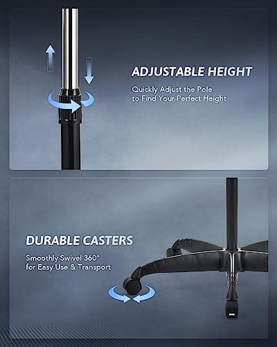 CO-Z 1300W Black Hooded Hair Dryer with Stand, Adjustable Height, 360 Swivel, Wheels, Temperature Timer, Safe Use 9