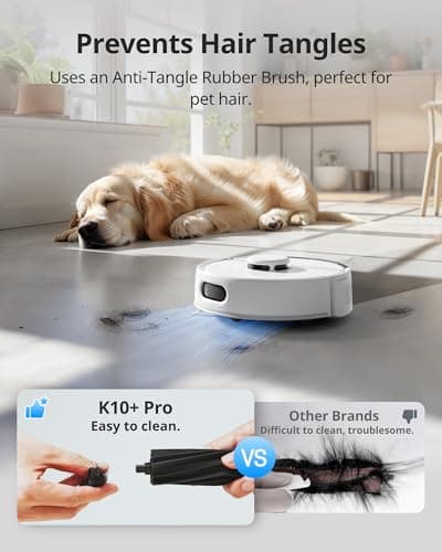 SwitchBot K10+ Pro Robot Vacuum Self Emptying for 90 Days Hands-Free, Super Quiet Mini Robotic Vacuum with Powerful Suction, Anti-Hair-Tangle, Works with Alexa/Siri/Matter(Hub 2 Required), 2.4Ghz WiFi 6