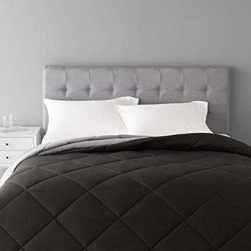 Amazon Basics Reversible Lightweight Microfiber All Season Comforter Blanket, King, Black/Grey