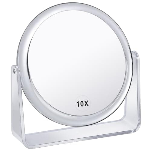 10X Vanity Mirror Makeup Mirror,1X/10X Magnification Double Sided Magnifying Mirror,360 Degree Swivel Desk Mirror,Portable Table Counter top Mirror for Bathroom Shaving Mirror,Gift for Women