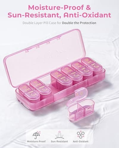 Pillex Pill Organizer 2 Times a Day, AM PM Pill Organizer 7 Day, Weekly Pill Box 2 Twice a Day, Travel Pill Case 7 Days, Medicine Organizer for Medication, Vitamins, Fish Oils, Supplements 6