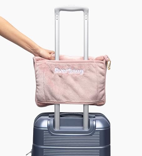 EverSnug Travel Blanket and Pillow - Ultra-Soft, Compact & Lightweight, 65x40 Inches, with Carry Case, Luggage Sleeve & Backpack Clip for Airplane Comfort (Light Pink) 5