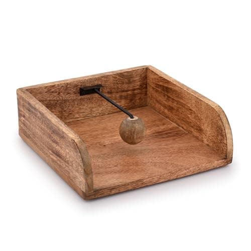 BHAVATU Rustic Farmhouse Wood Napkin Holder, Napkin Holder for kitchen Tables, Counter tops, Indoor and outdoor, Picnic, Restaurants, Cafe, Vintage Home decor (8" X 8" X 2.8")