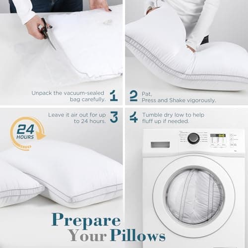 viewstar Pillows Queen Size Set of 2, Hotel Quality, Down Alternative Gusseted Bed Pillows for Side, Back, or Stomach Sleepers, White 8