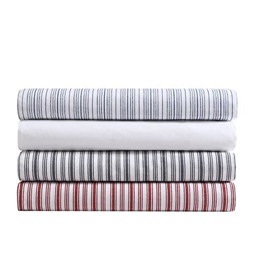 Nautica - Queen Fitted Sheet, Cotton Percale Bedding, Casual Home Decor (Beaux Stripe Blue, Queen) 6