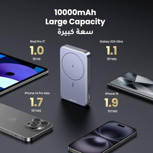 UGREEN Wireless Magnetic External Battery 10000mAh USB C USB A Fast Charge PD QC 3.0 20W Power Bank Induction Qi 15W Max Compatible with iPhone 15 Plus Pro Max iPhone 14 13 12 Pro Max MagSafe 5