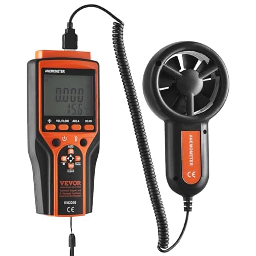 VEVOR Split Handheld Anemometer, 14-140, Digital Wind Speed CFM Meter Gauge with LED Backlight Screen, Measures Wind Velocity Temperature Air Flow, for Sailing Surfing Flying HVAC 12