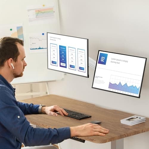 MOUNT PRO Dual Monitor Wall Mount for 13 to 32 Inch Computer Screens, Gas Spring Wall Monitor Arm for 2 Monitors, Each Holds Up to 19.8lbs, Adjustable Wall Monitor Mount with VESA 75x75/100x100, White 8